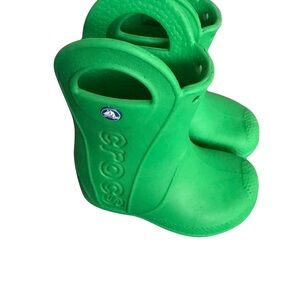 CROCS Bright Green Kids Waterproof Handle Rain Boots
